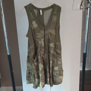 Anthropologie Green Camo Midi Dress